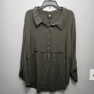 Bobeau women's blouse top size 2X green long sleeve new without tags
